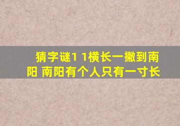 猜字谜1 1横长一撇到南阳 南阳有个人只有一寸长